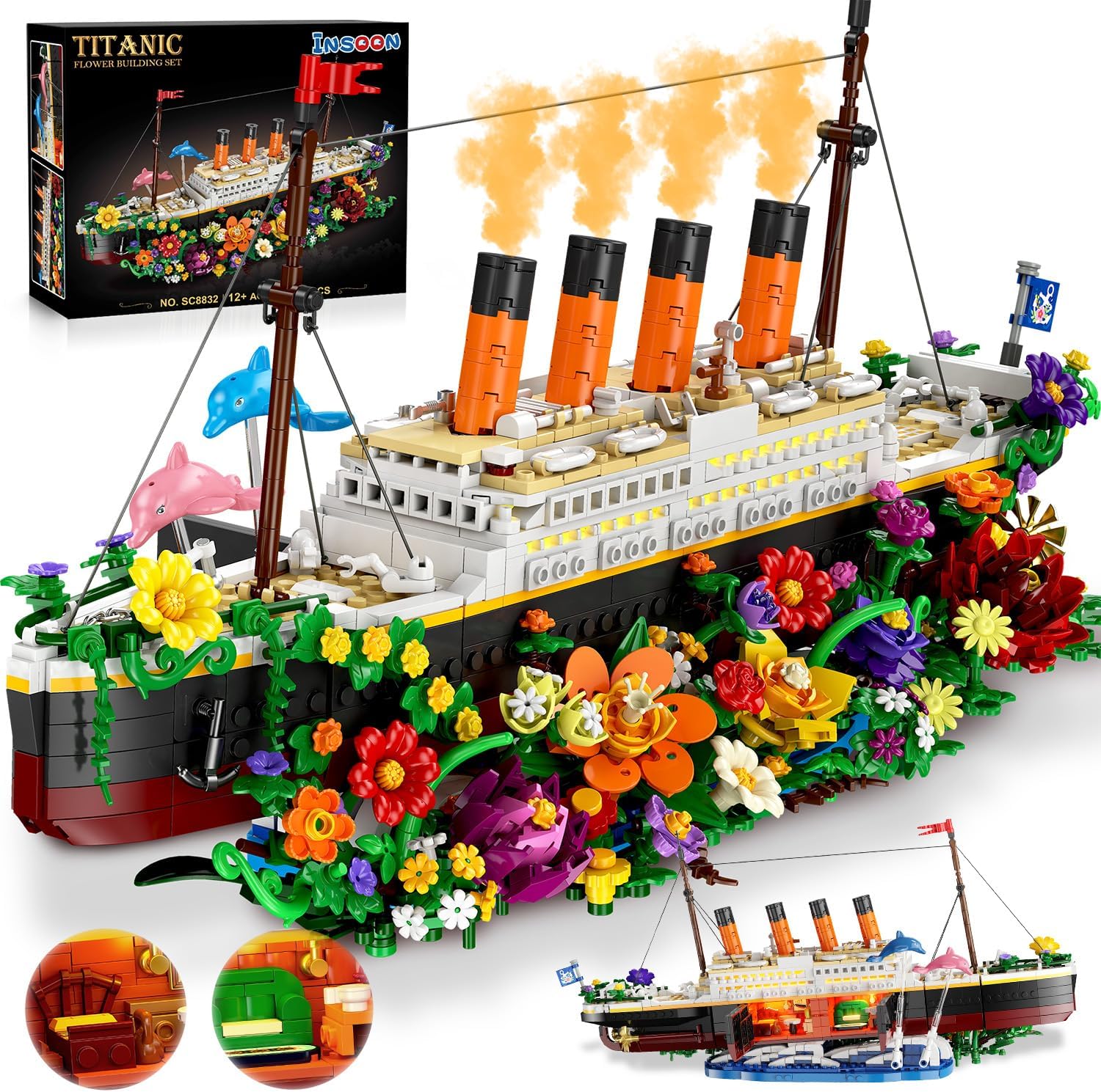 Flower Titanic Building Set with Lights – INSOON