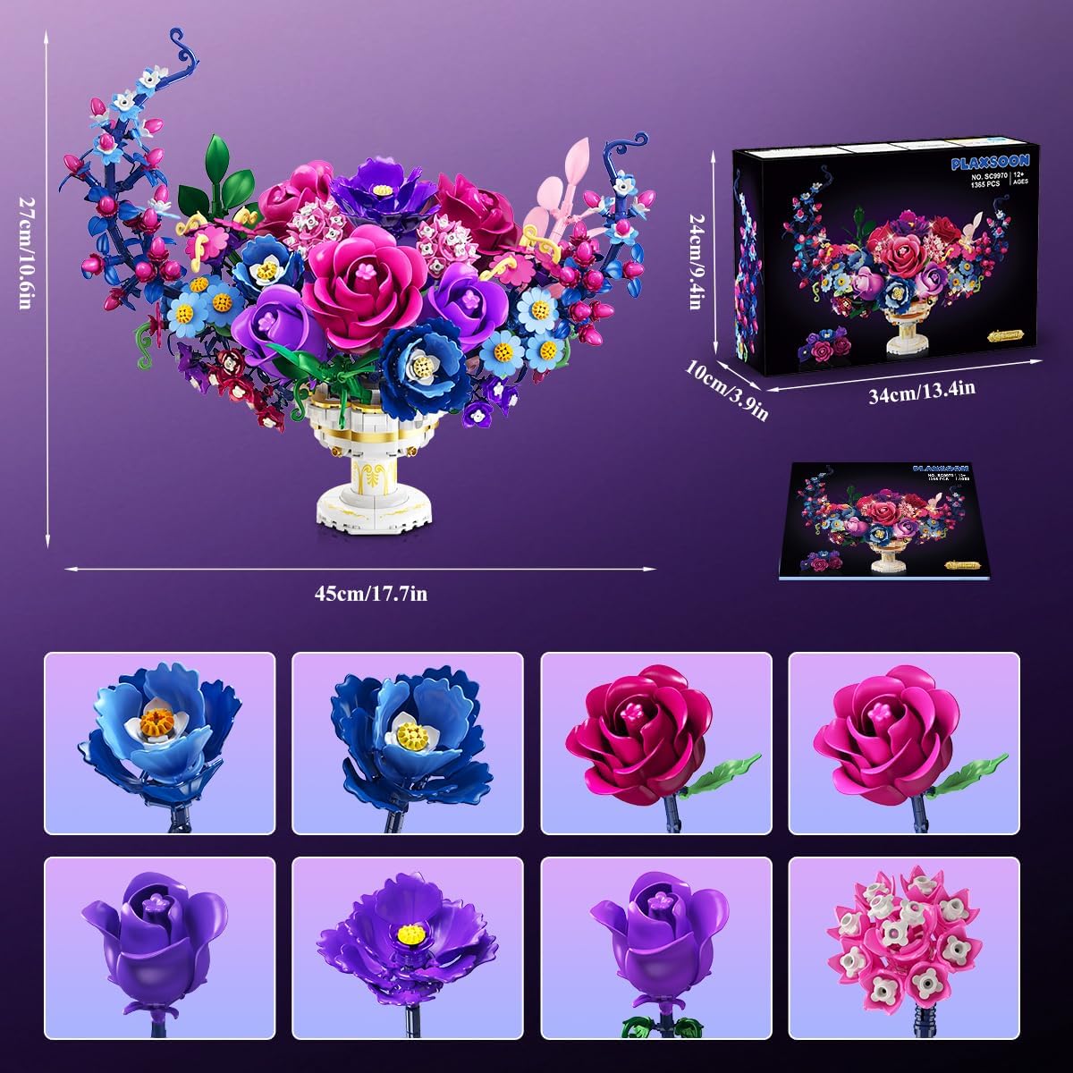 Moon Flower Bouquet Building Set with Lights