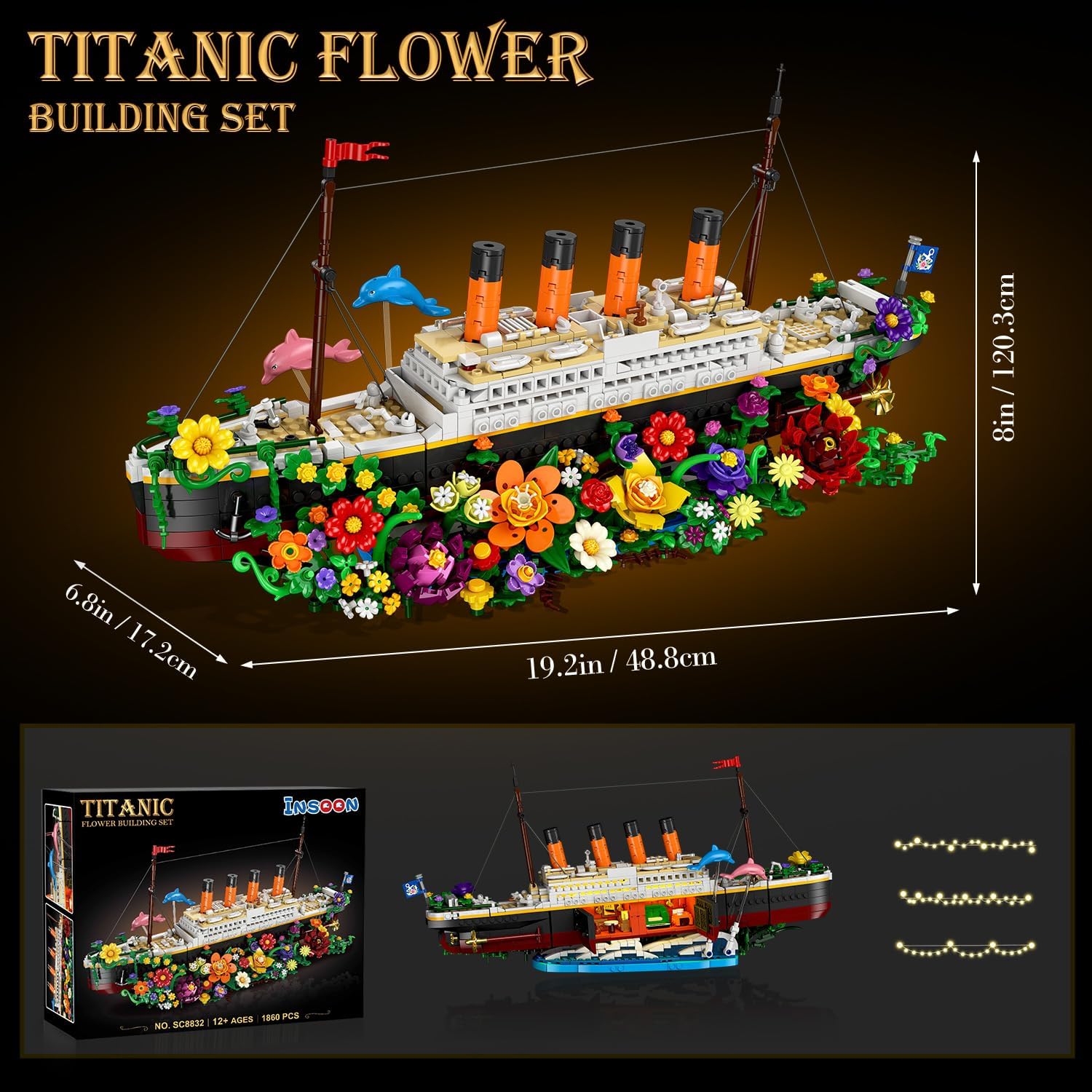 Flower Titanic Building Set with Lights