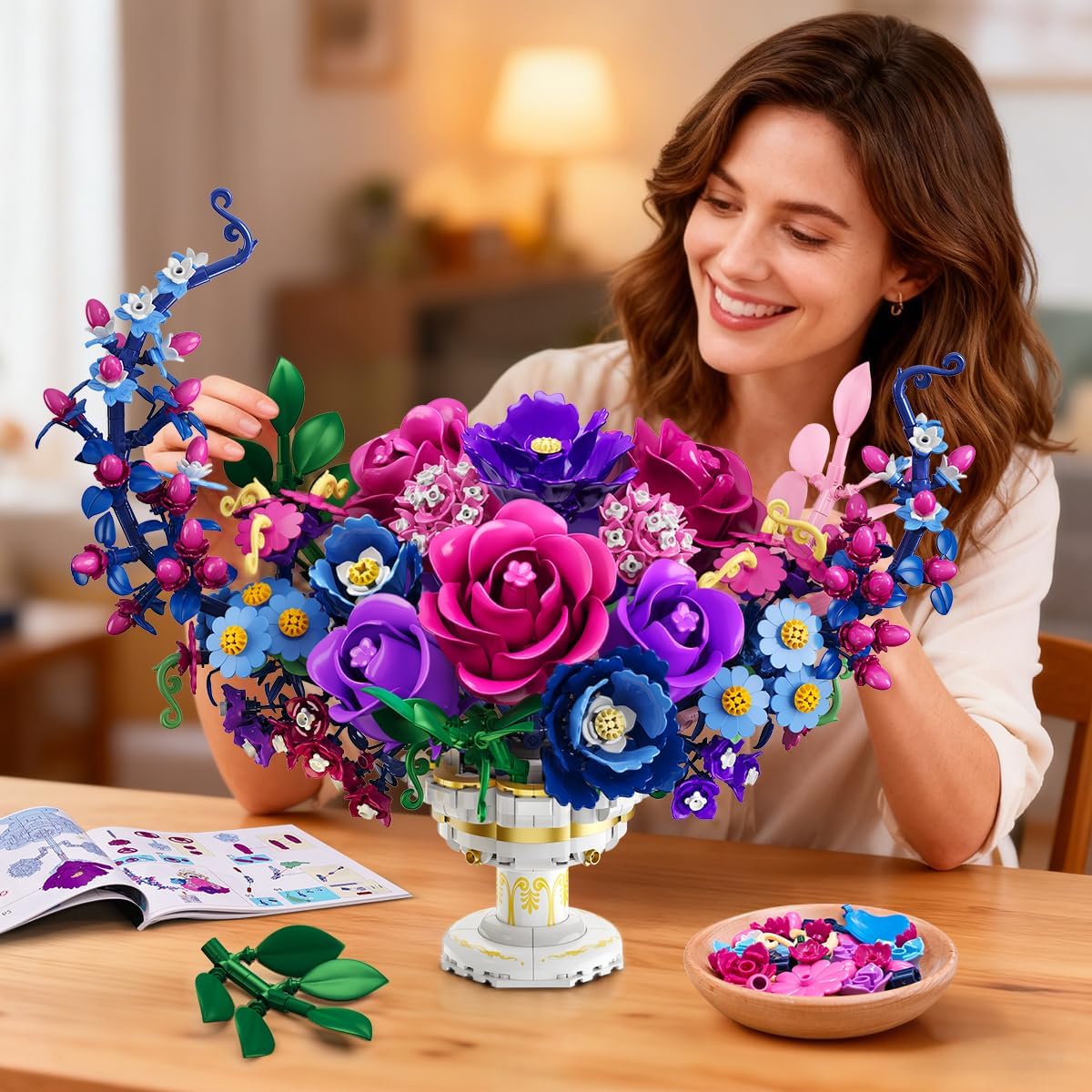 Moon Flower Bouquet Building Set with Lights