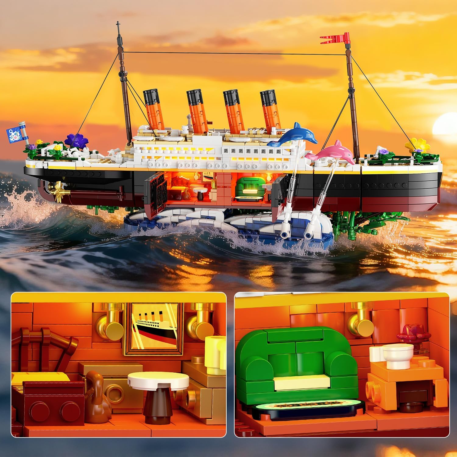 Flower Titanic Building Set with Lights