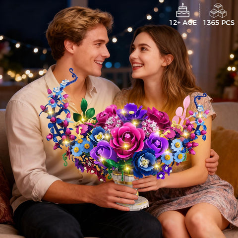 Moon Flower Bouquet Building Set with Lights