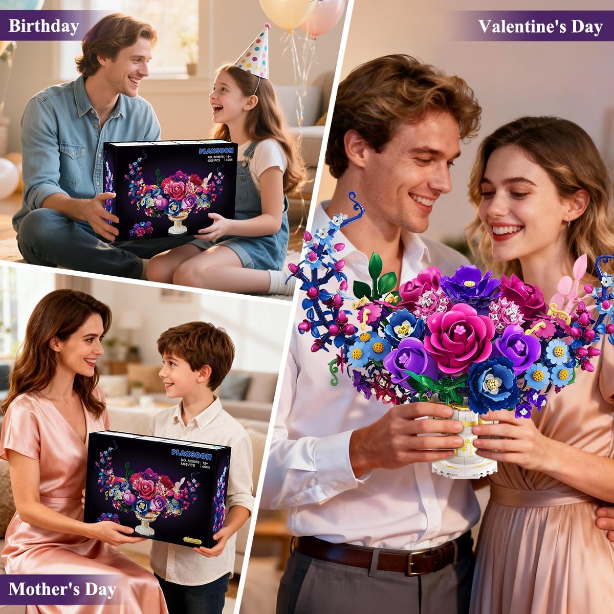 Moon Flower Bouquet Building Set with Lights