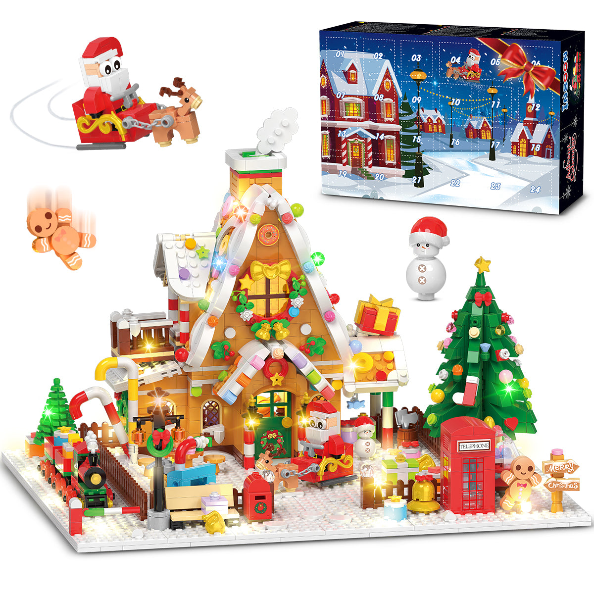 Advent Calendar 2025 Gingerbread House Mini Building Set with Lights