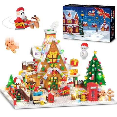Advent Calendar 2025 Gingerbread House Mini Building Set with Lights