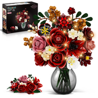 Crimson Rose Flower Bouquet Building Set