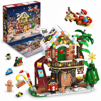 Countdown Treehouse Building Set with LED Light, 992PCS Advent Calendar Holiday House Building Blocks with Santa Sleigh, Christmas Tree