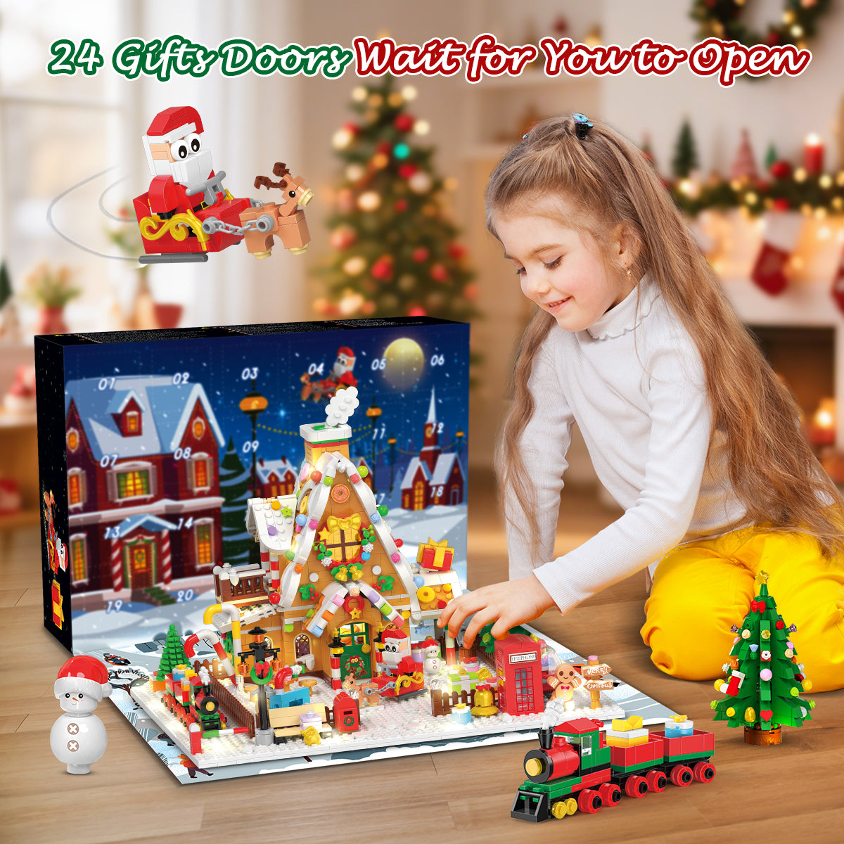 Advent Calendar 2025 Gingerbread House Mini Building Set with Lights