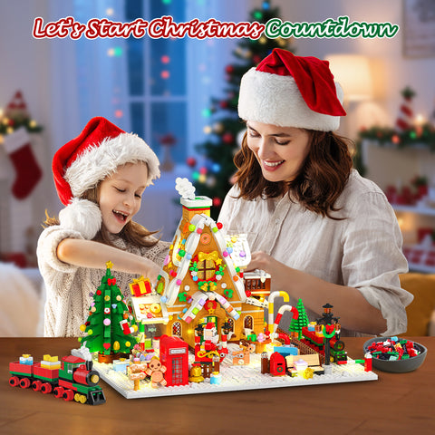 Advent Calendar 2025 Gingerbread House Mini Building Set with Lights