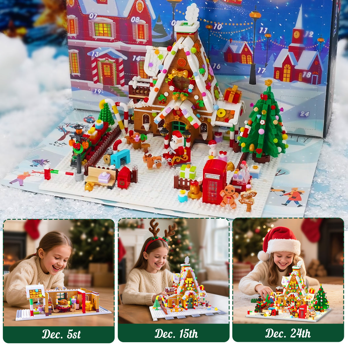 Advent Calendar 2025 Gingerbread House Mini Building Set with Lights