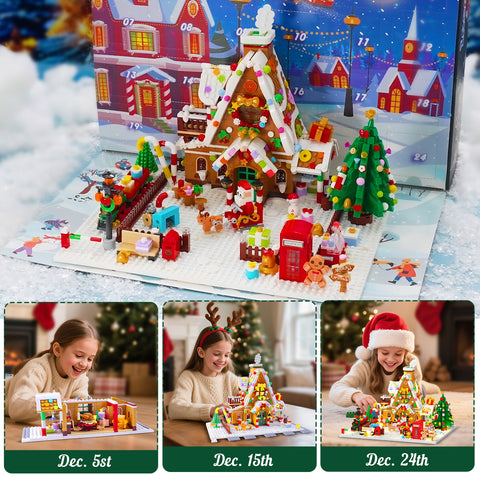 Advent Calendar 2025 Gingerbread House Mini Building Set with Lights
