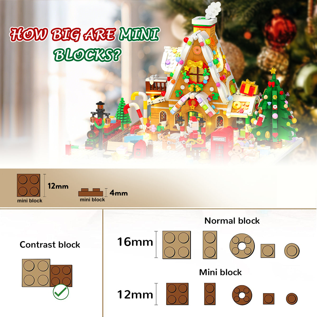 Advent Calendar 2025 Gingerbread House Mini Building Set with Lights