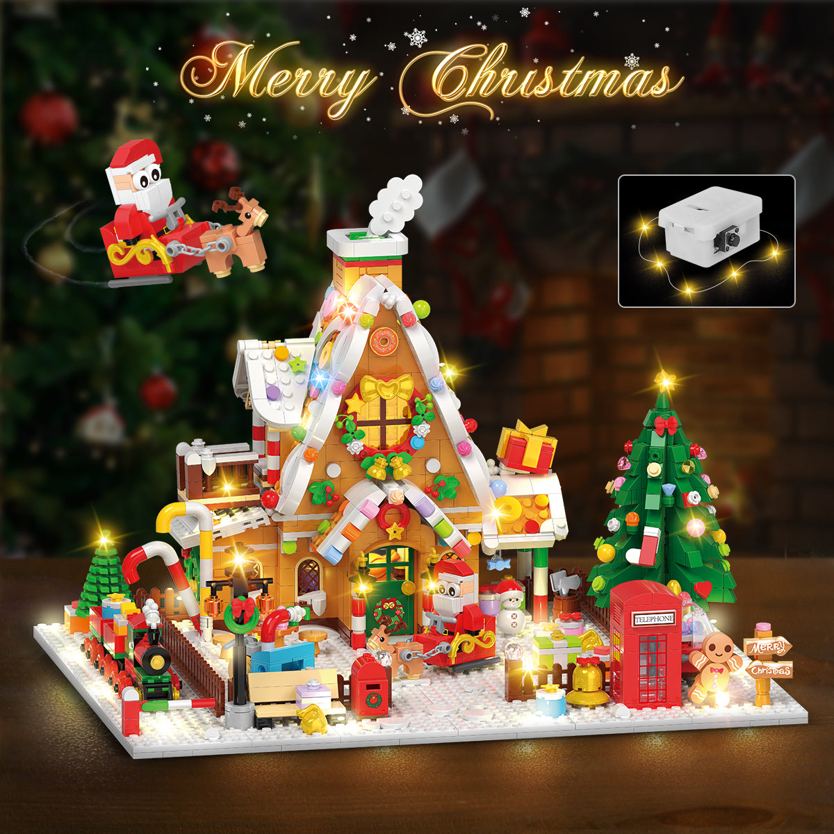 Advent Calendar 2025 Gingerbread House Mini Building Set with Lights