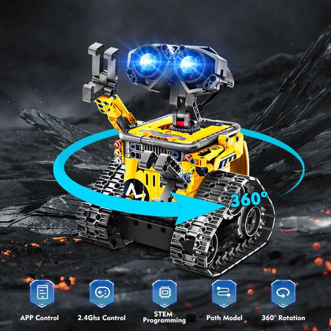 Robot Toys for Kids Building Set, 520 PCS App & Remote Control Robotics Kit, 5-in-1 RC Wall Robot Engineer Dinosaur Building Block Toy