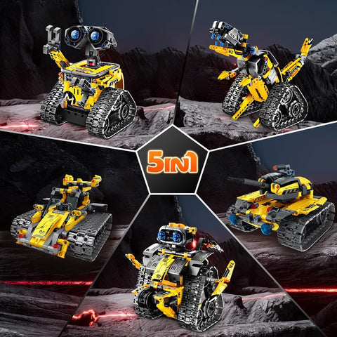 Robot Toys for Kids Building Set, 520 PCS App & Remote Control Robotics Kit, 5-in-1 RC Wall Robot Engineer Dinosaur Building Block Toy