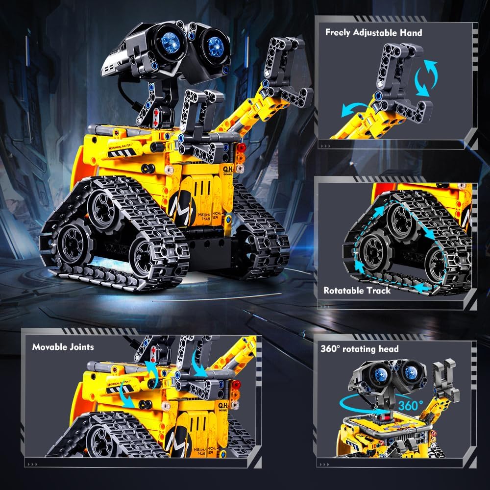 Robot Toys for Kids Building Set, 520 PCS App & Remote Control Robotics Kit, 5-in-1 RC Wall Robot Engineer Dinosaur Building Block Toy