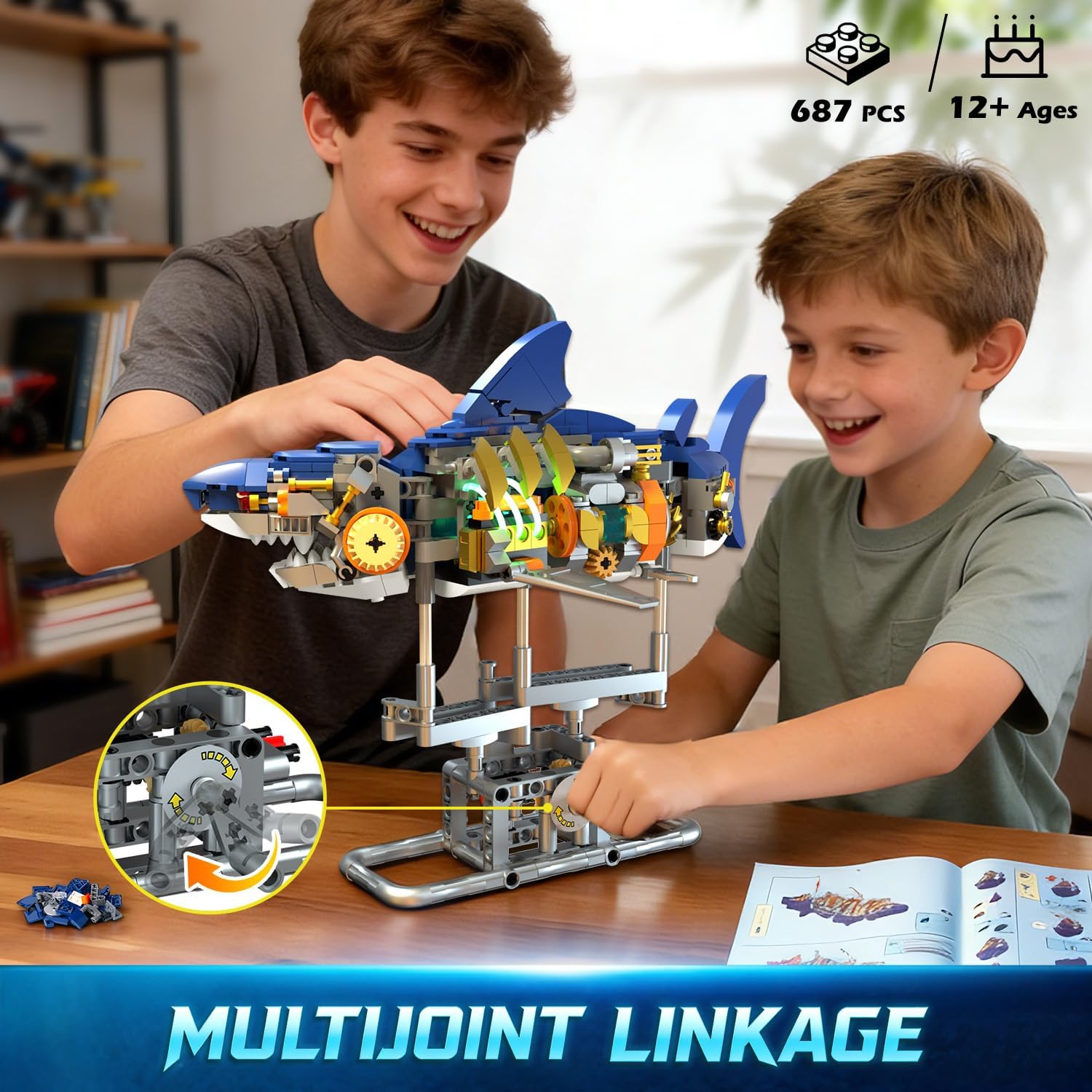 Mechanical Shark Building Set with LED Light