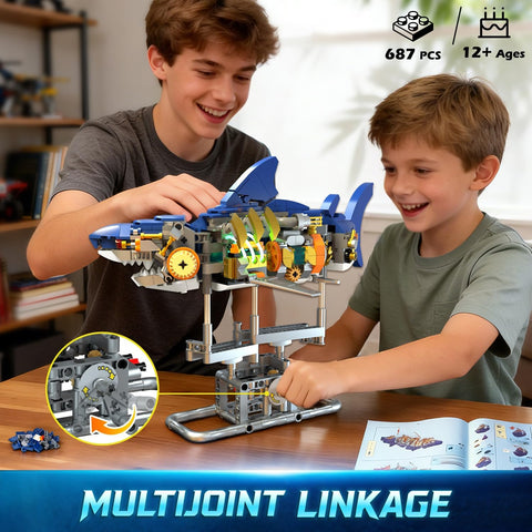Mechanical Shark Building Set with LED Light
