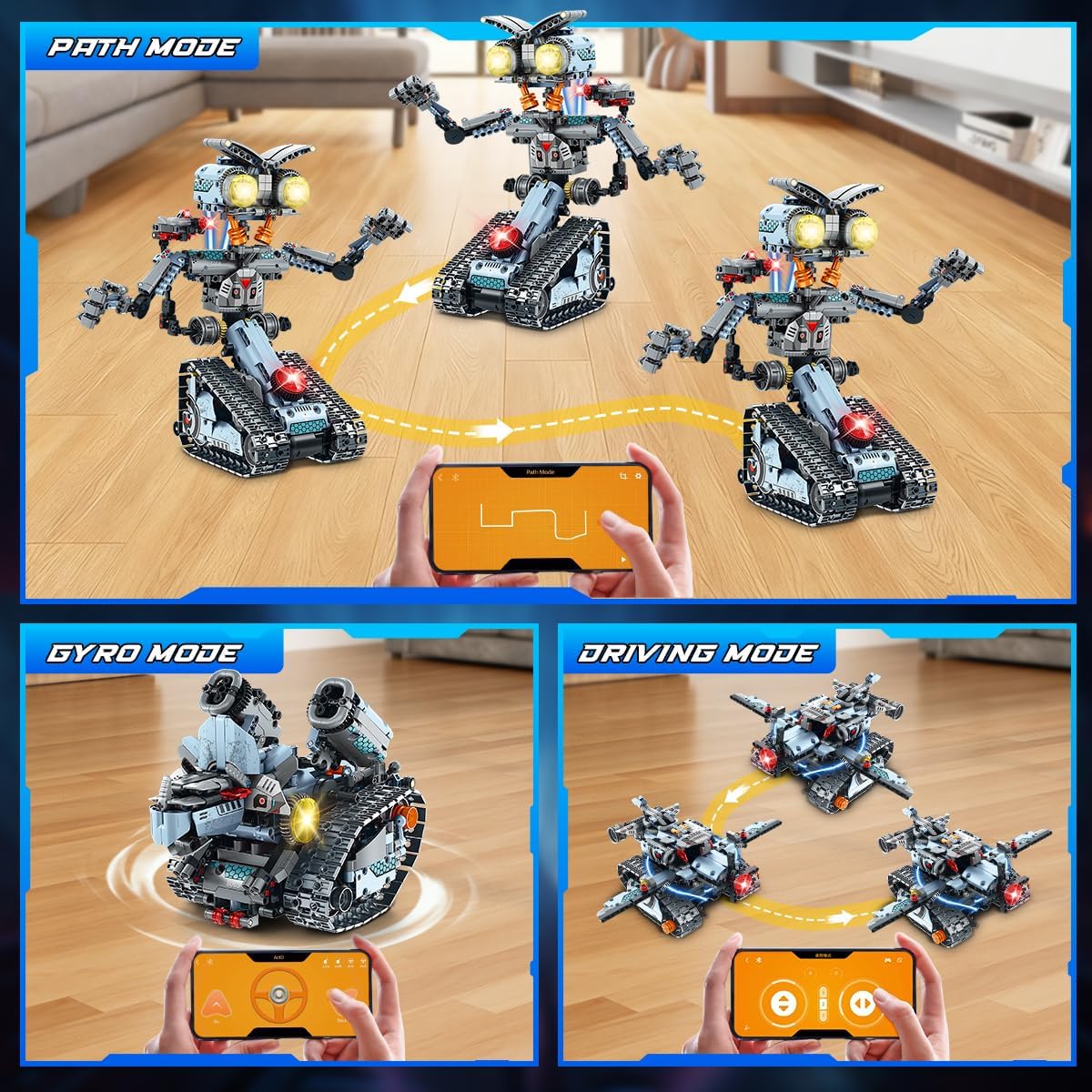 5 in 1 Robotic Building Set with APP & Remote Control, RC Tech Tracked Tank Car Fighter Jet Model Kit 795 PCS