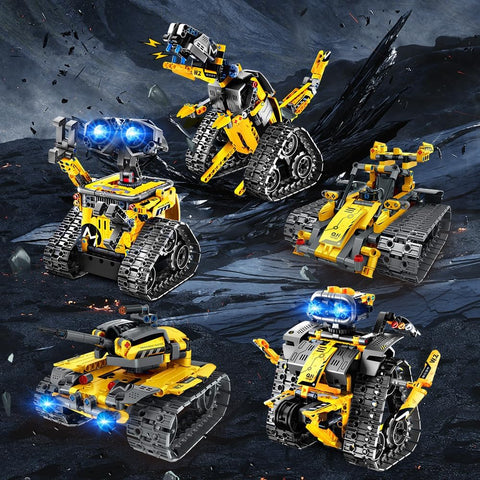 Robot Toys for Kids Building Set, 520 PCS App & Remote Control Robotics Kit, 5-in-1 RC Wall Robot Engineer Dinosaur Building Block Toy