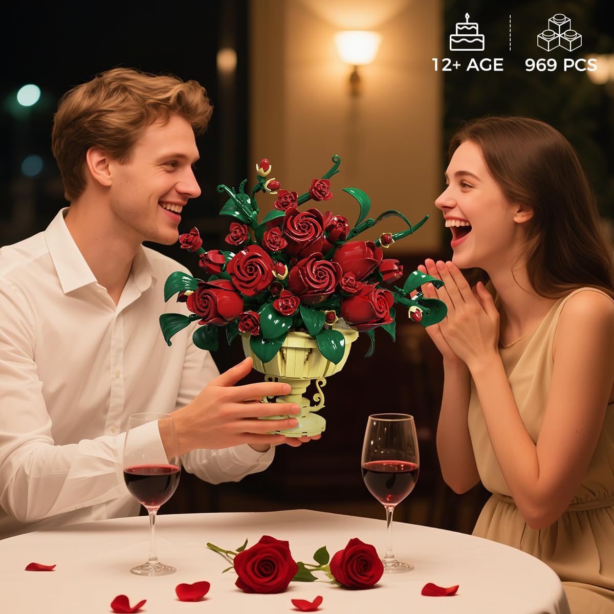 Rose Flower Building Set with Pot