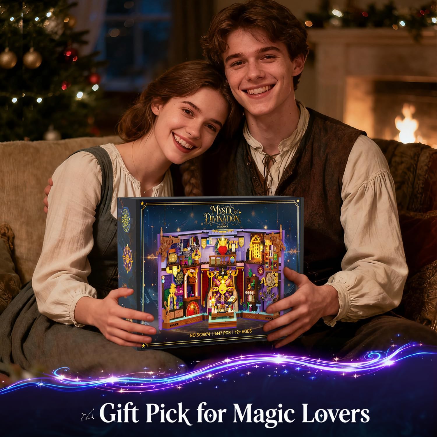 Upgraded Mystic Divination Book Nook Building Set with Rechargeable Lights