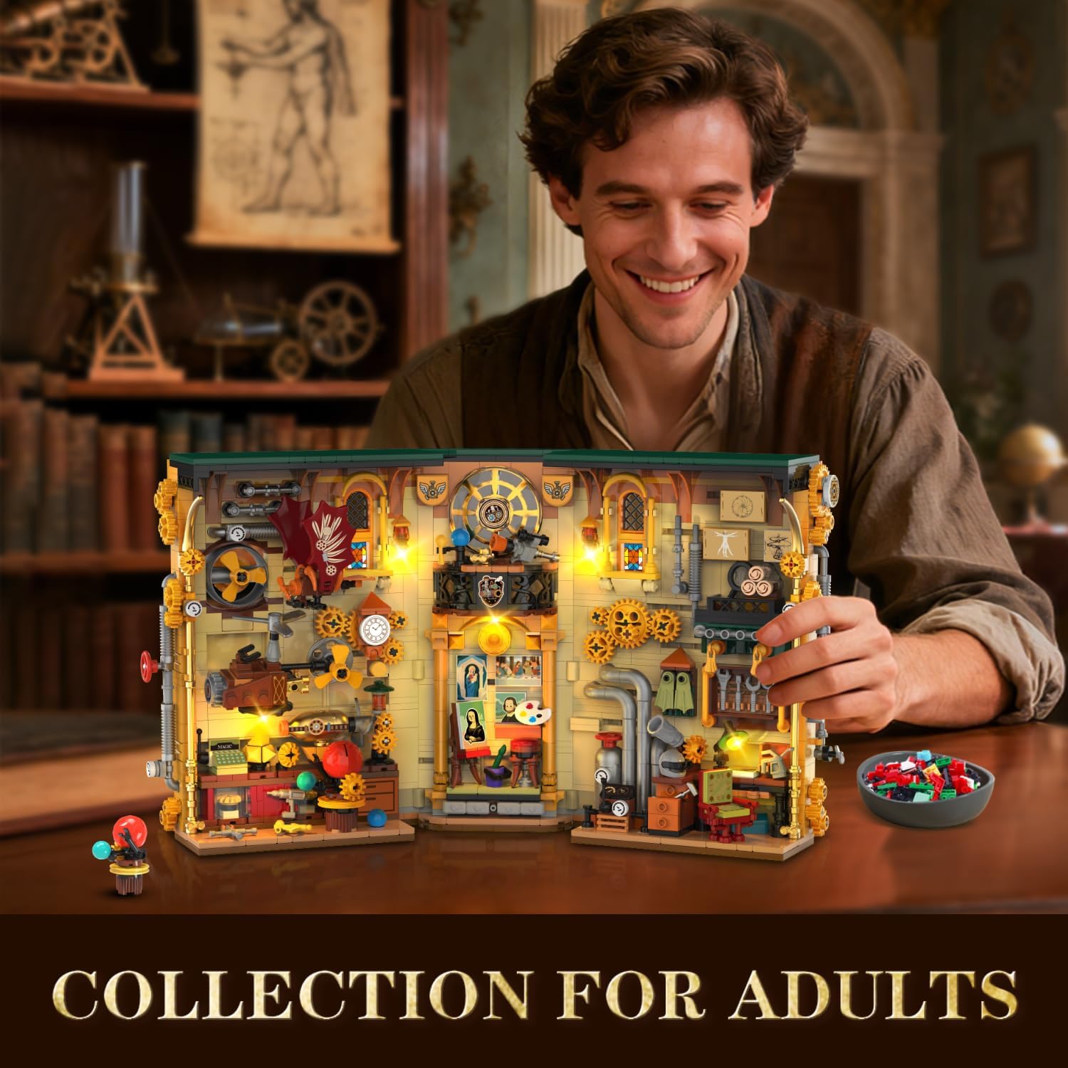 Steampunk Book Nook Building Set with Lights