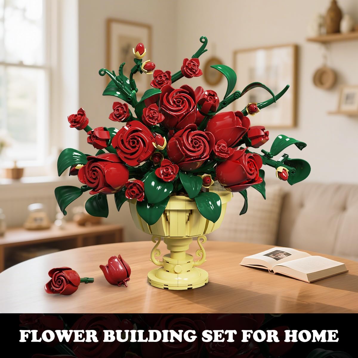 Rose Flower Building Set with Pot