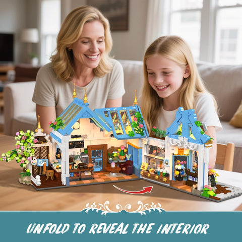 Flower Café House Building Set with LED