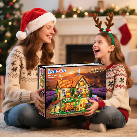 Lavender Manor House Building Set with Lights