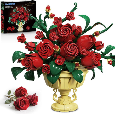 Rose Flower Building Set with Pot