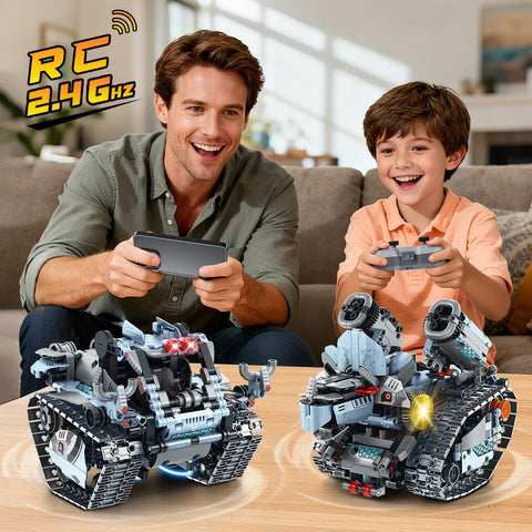 5 in 1 Robotic Building Set with APP & Remote Control, RC Tech Tracked Tank Car Fighter Jet Model Kit 795 PCS