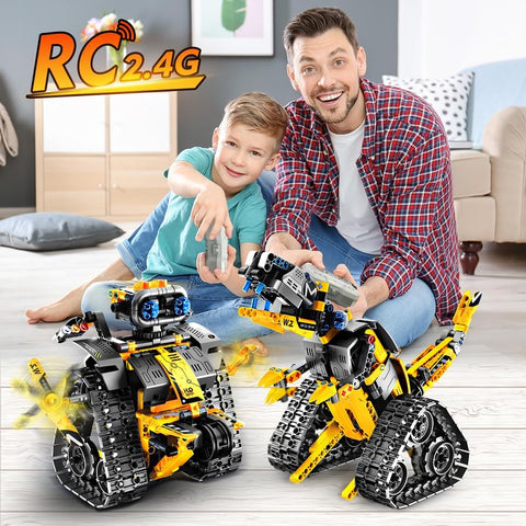 Robot Toys for Kids Building Set, 520 PCS App & Remote Control Robotics Kit, 5-in-1 RC Wall Robot Engineer Dinosaur Building Block Toy