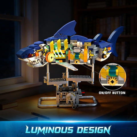 Mechanical Shark Building Set with LED Light
