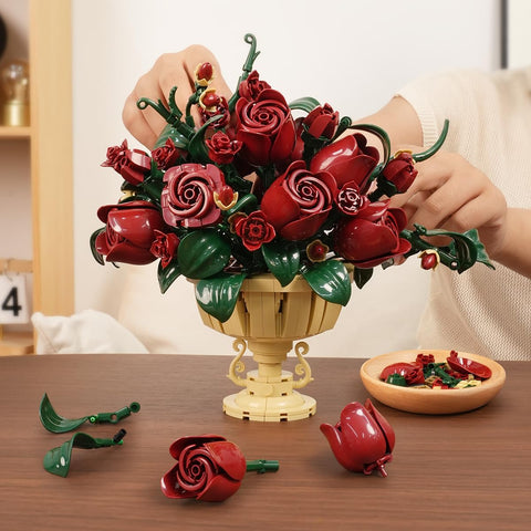 Rose Flower Building Set with Pot