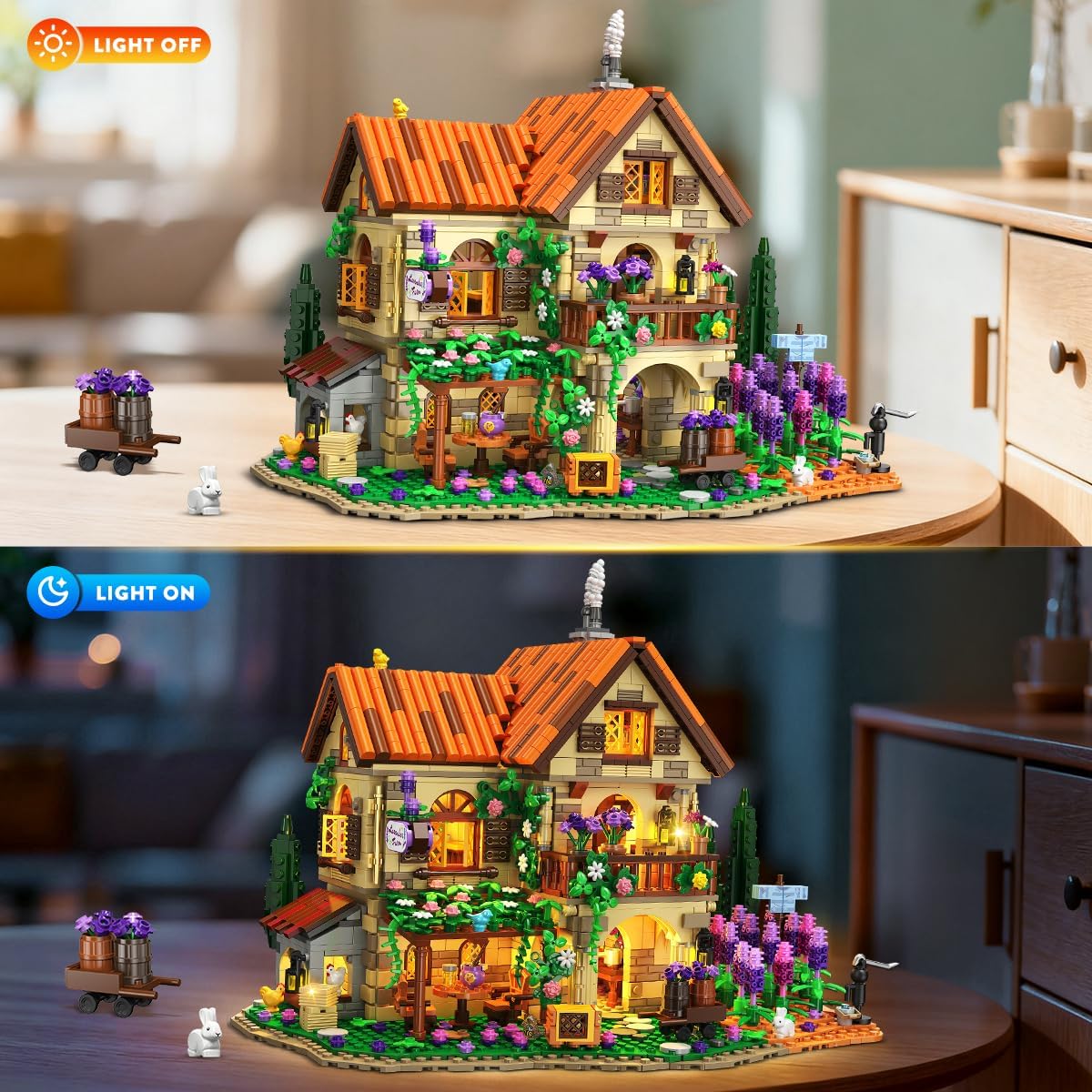 Lavender Manor House Building Set with Lights