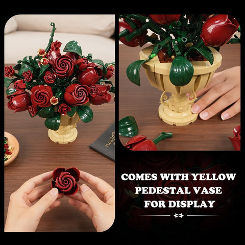 Rose Flower Building Set with Pot