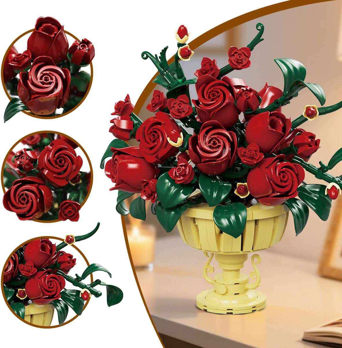 Rose Flower Building Set with Pot