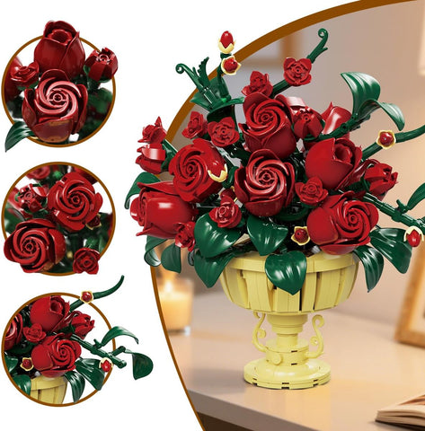 Rose Flower Building Set with Pot