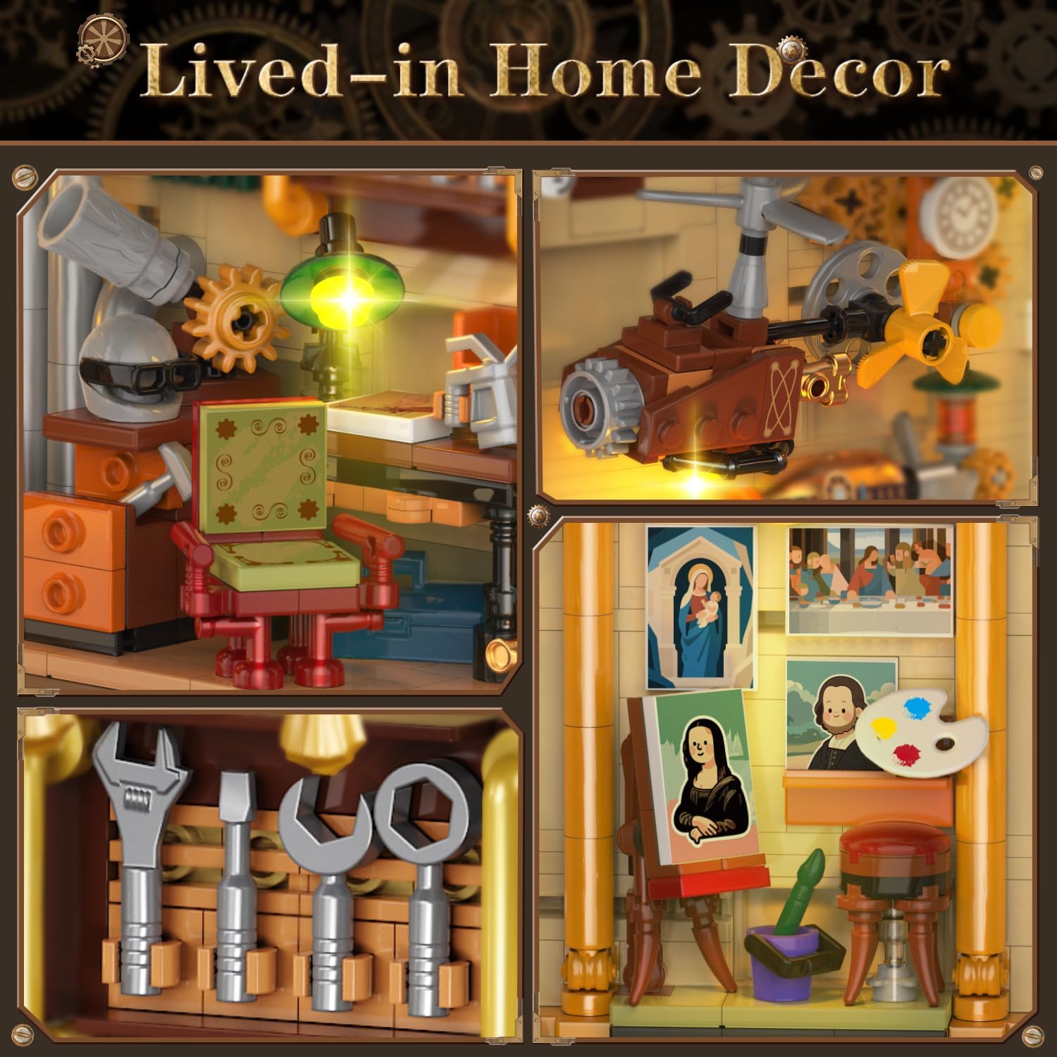 Steampunk Book Nook Building Set with Lights
