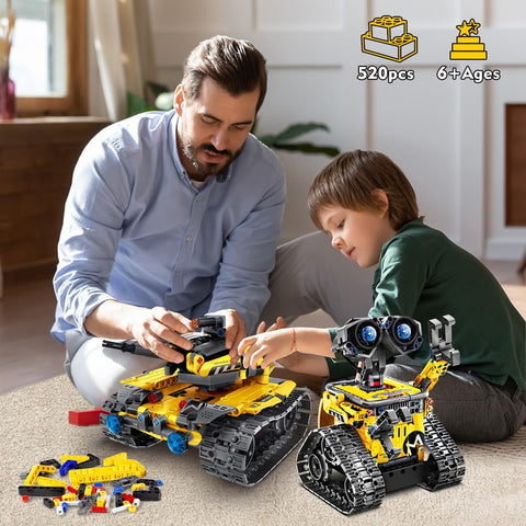 Robot Toys for Kids Building Set, 520 PCS App & Remote Control Robotics Kit, 5-in-1 RC Wall Robot Engineer Dinosaur Building Block Toy