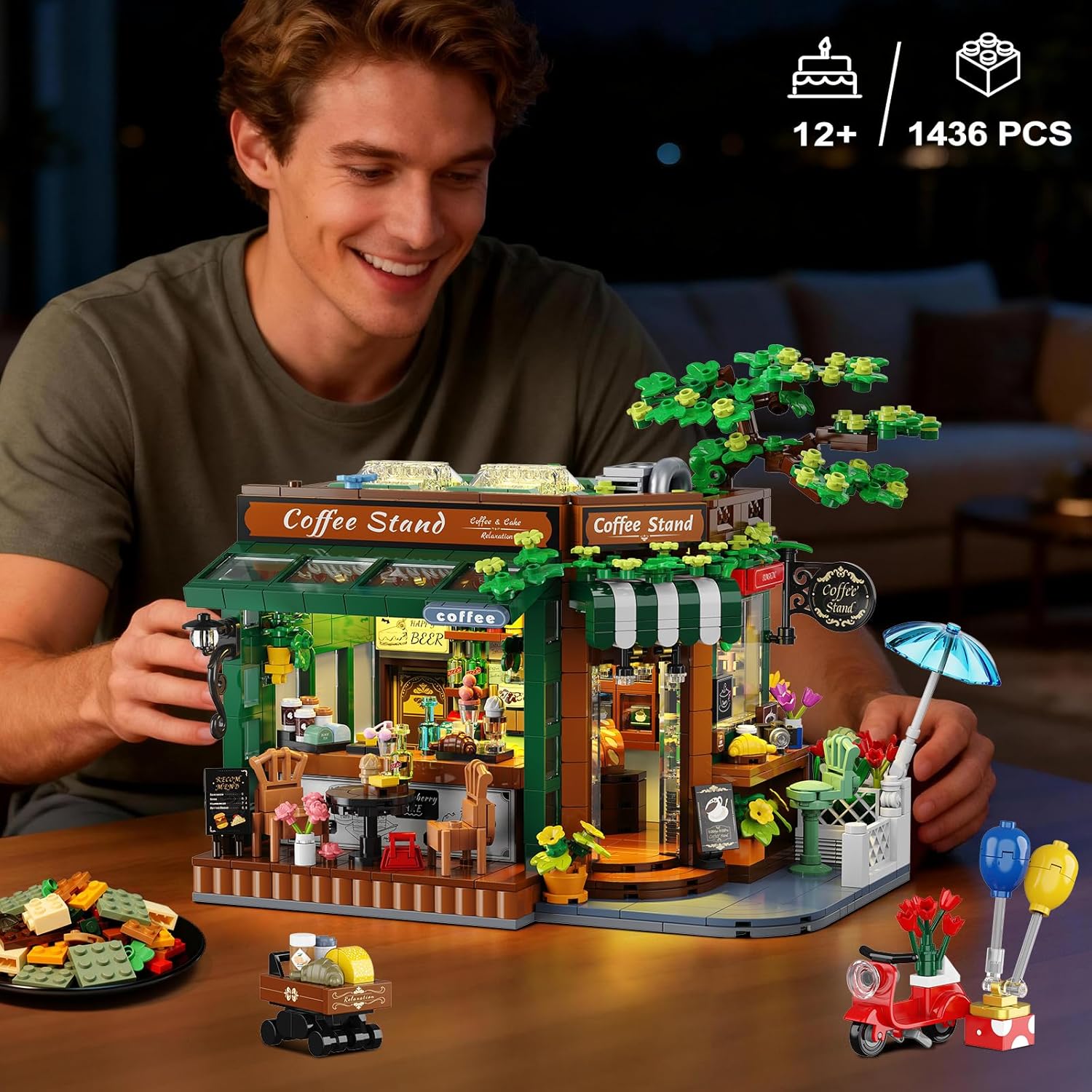 City Street Café House Building Set with Lights