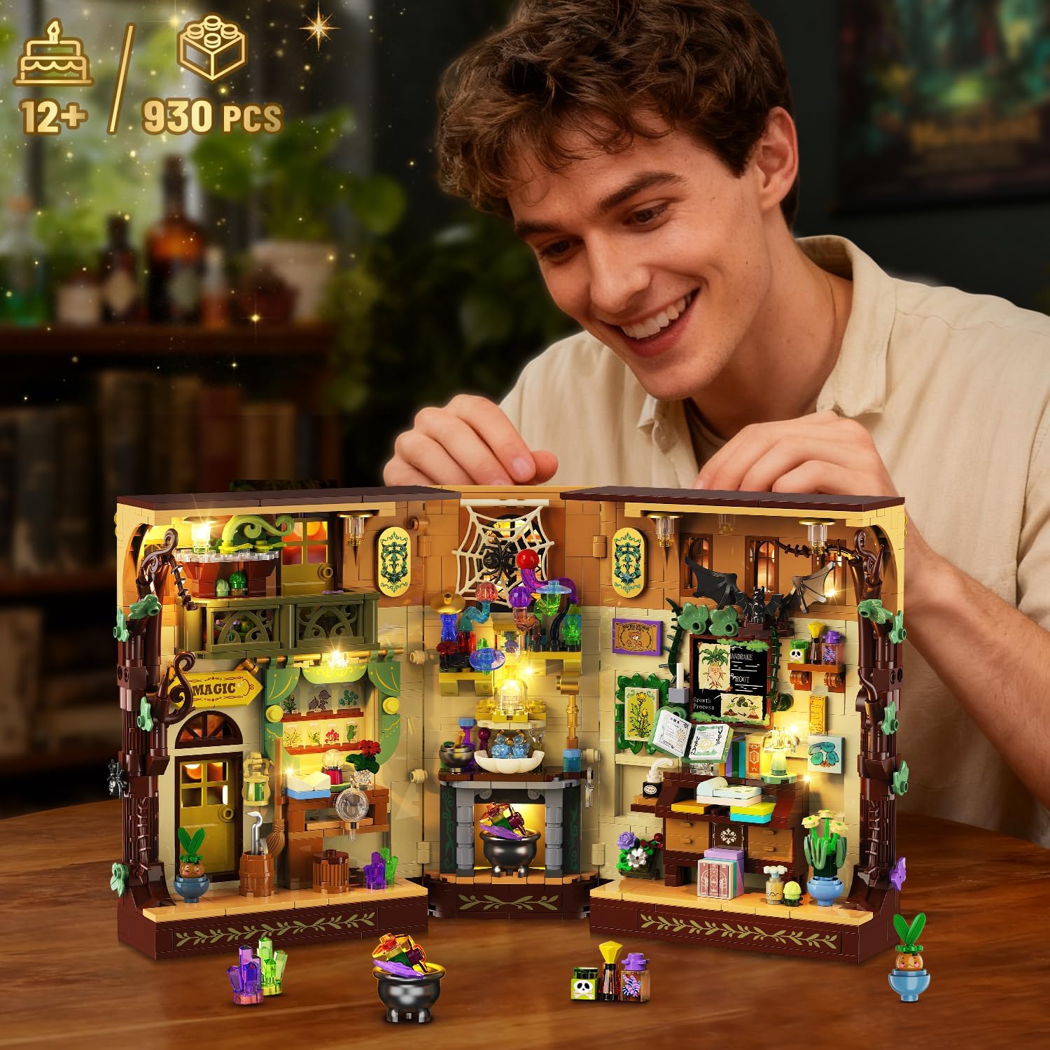 Magic Herb Book Nook Building Set with Light