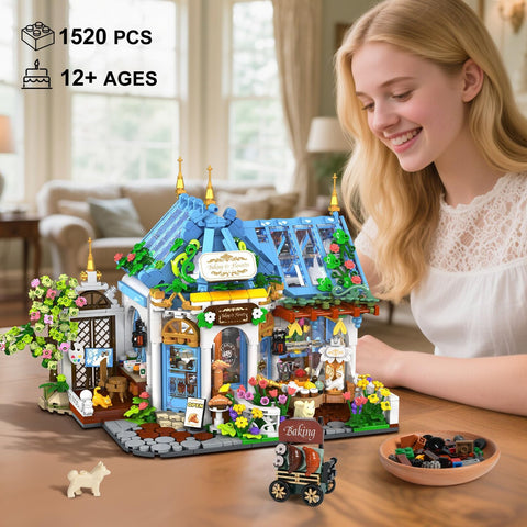 Flower Café House Building Set with LED