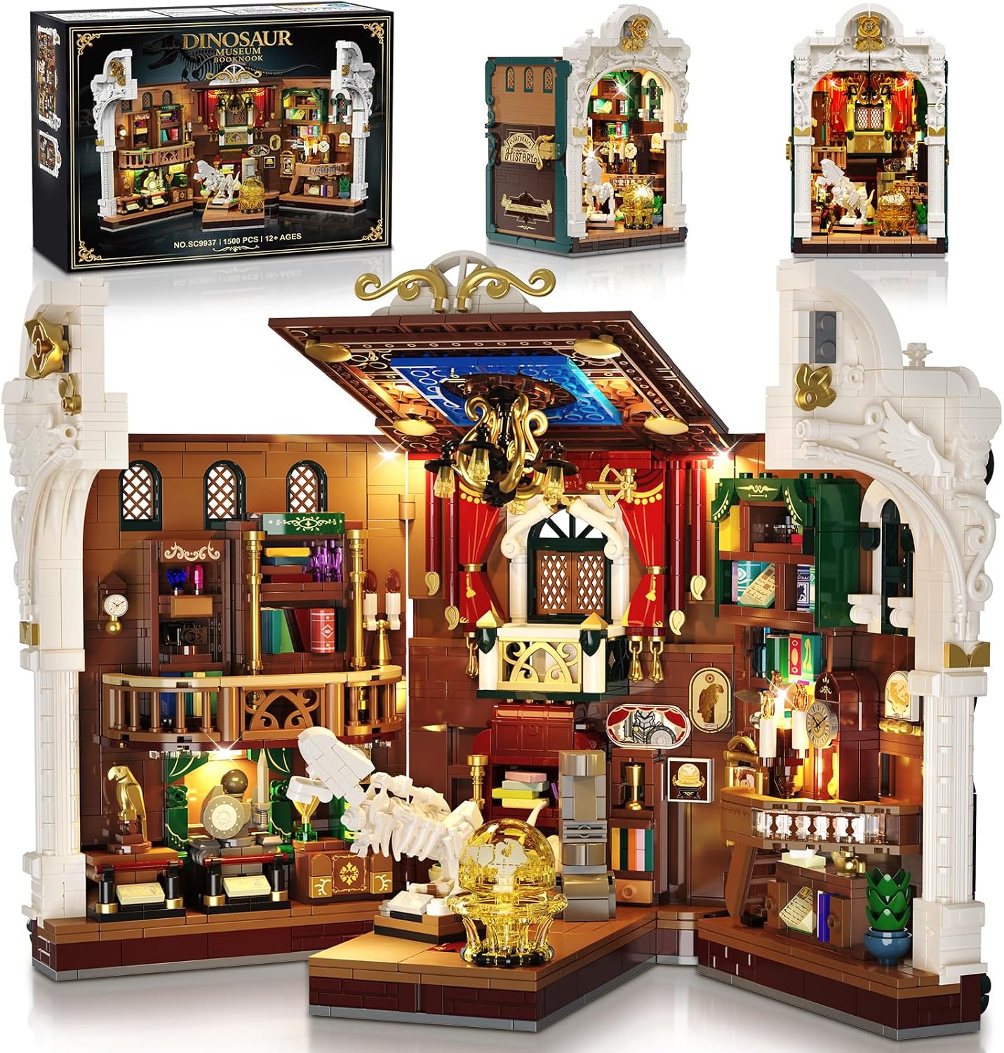 Dinosaur Museum Book Nook Building Set for Adults with Lights