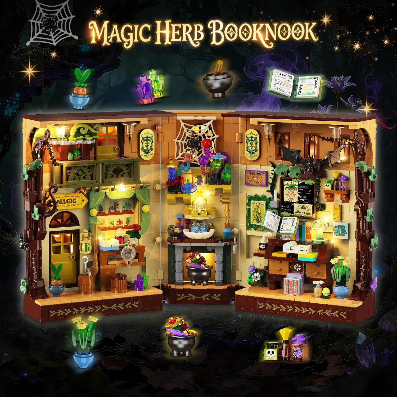Magic Herb Book Nook Building Set with Light