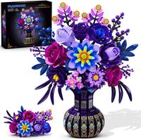 Purple Flower Bouquet Building Set with Vase