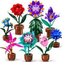 8 Pack Halloween Flower Building Toys with Spooky Faces for Adults Kids
