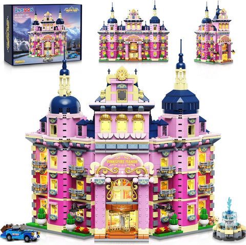 Pink Estate House Building Set with Lights