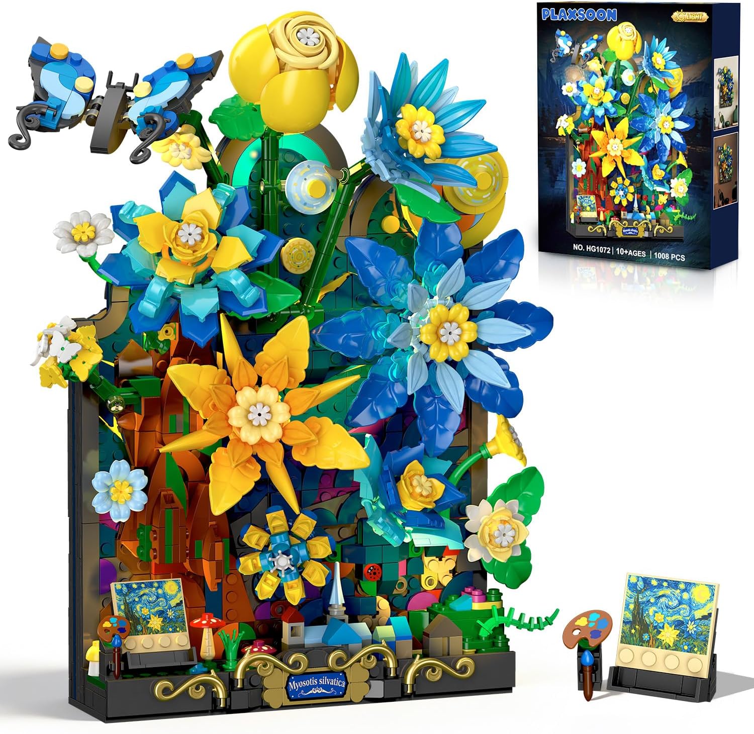 Starry Night Flower Wall Building Set with Lights